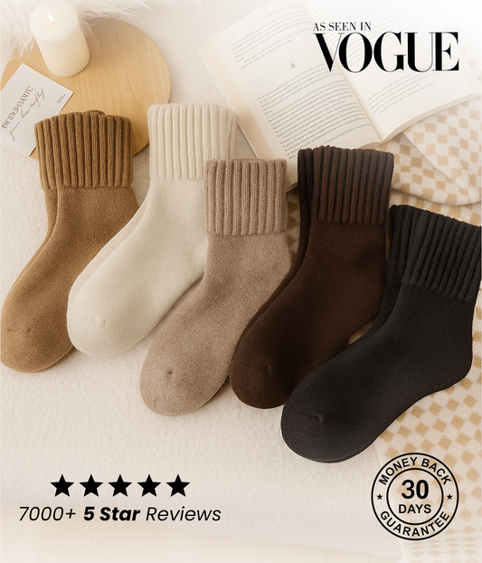 Vantora® CozyKnit Plush Mid-calf Socks (5 Pairs)